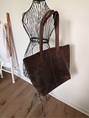 Classic Brown Leather Tote Bag